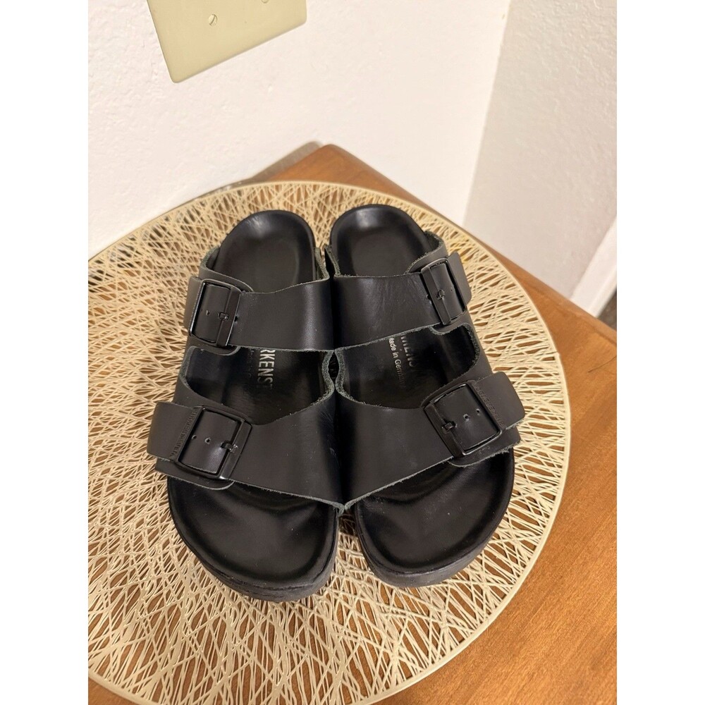 Birkenstock Arizona Women's Black Full Leather Buckle Slide Sandals EU 38 US 7